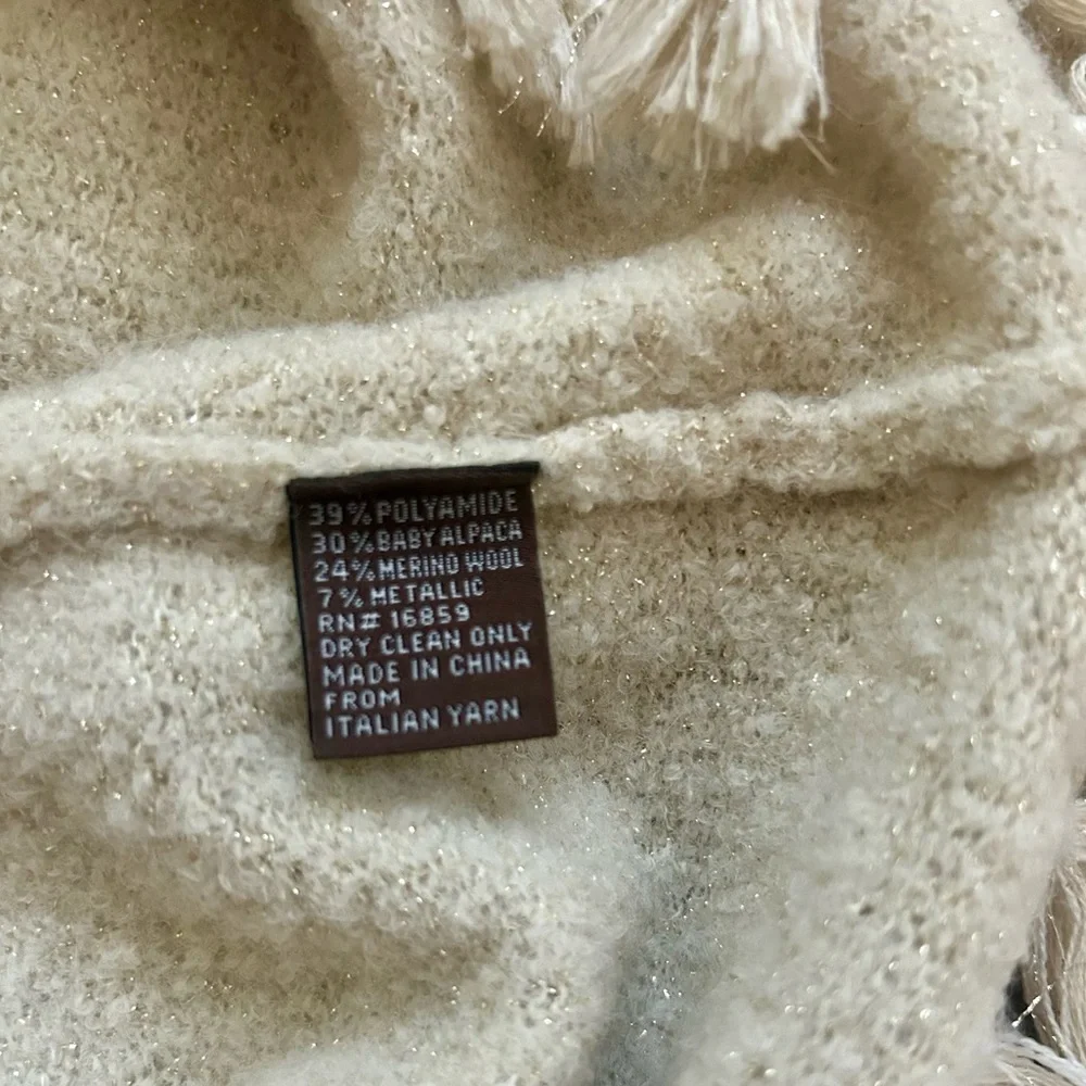 J McLaughlin Fringe Metallic Crew Neck Alpaca Wool Blend Sweater - Picture 5 of 5